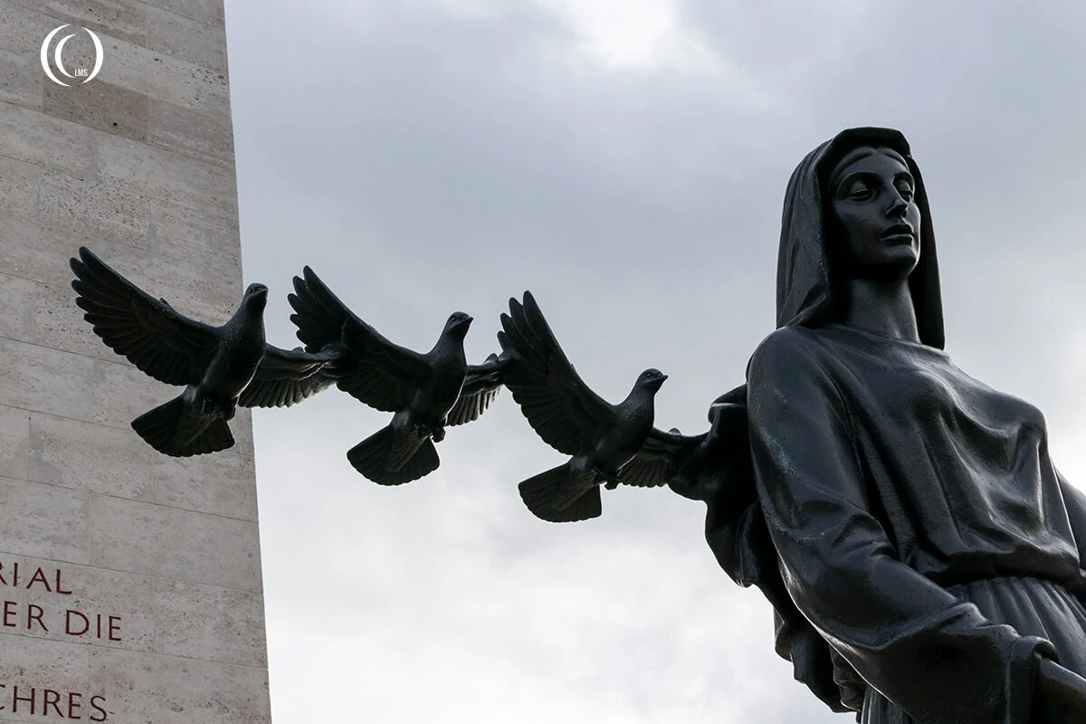 Statue of the weeping mother at American War Cemetery Margraten Netherlands